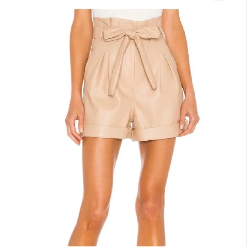 Bardot Belle Paperbag Faux Leather Shorts – Beige (XS, Revolve)